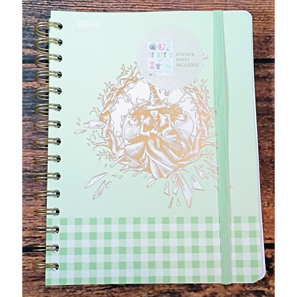 Wicked x Yoobi Katie Kime Spiral‎ Journal Mint Green Gingham Sticker Sheet 6x8